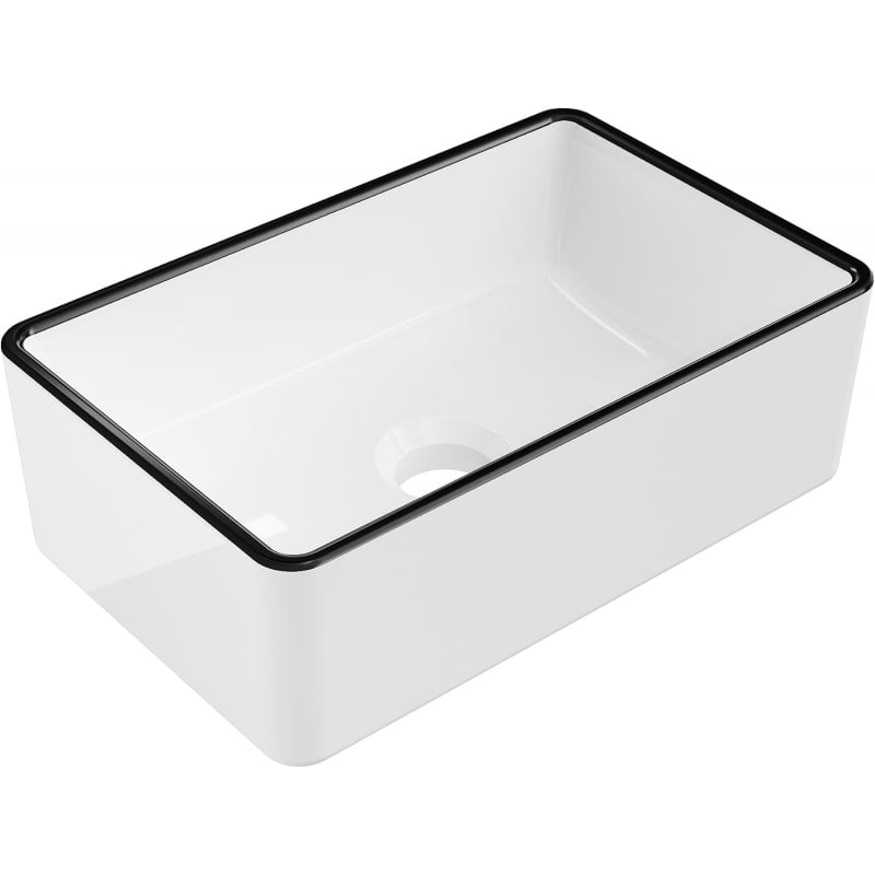 Mexen Nadia lavatório de bancada 36 x 23 cm, branco/com borda preta - 21613607