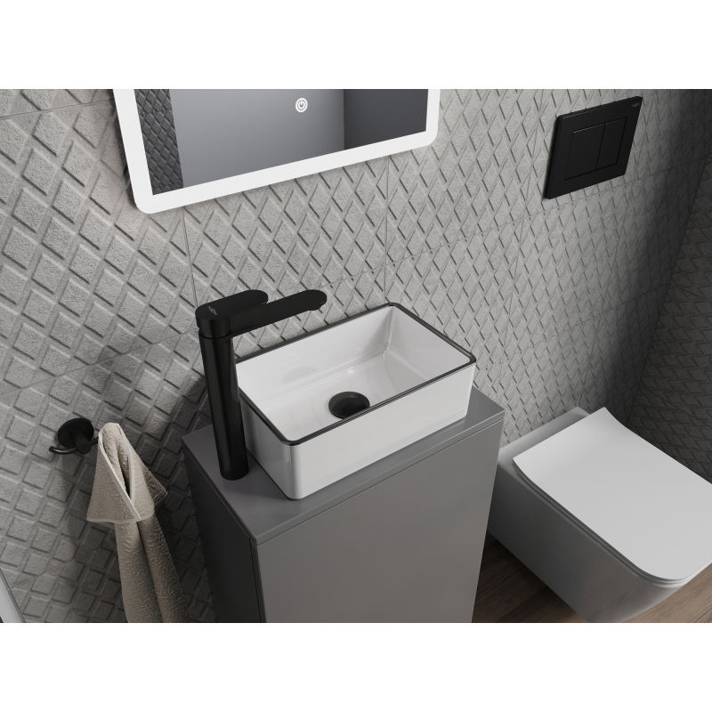 Mexen Nadia lavandino da appoggio 36 x 23 cm, bianco/nero bordo - 21613607