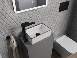 Mexen Nadia bänkhandfat 36 x 23 cm, vit/svart kant - 21613607