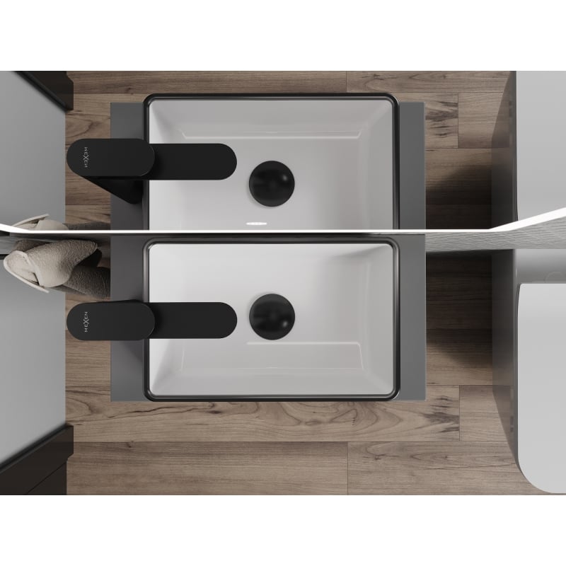 Mexen Nadia lavatório de bancada 36 x 23 cm, branco/com borda preta - 21613607