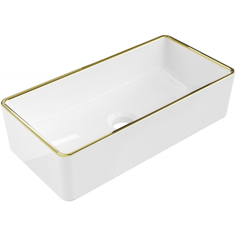 Mexen Nadia Countertop Spullsteen 46 x 23 cm, wäiss/goldene Kant - 21614605