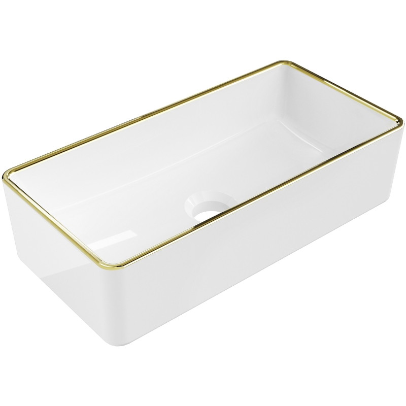 Mexen Nadia opbouw wastafel 46 x 23 cm, wit/gouden rand - 21614605