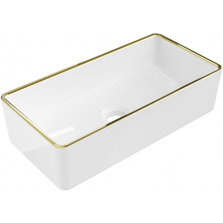 Mexen Nadia lavabo à poser 46 x 23 cm, blanc/or bordure - 21614605