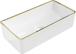 Mexen Nadia Countertop Spullsteen 46 x 23 cm, wäiss/goldene Kant - 21614605