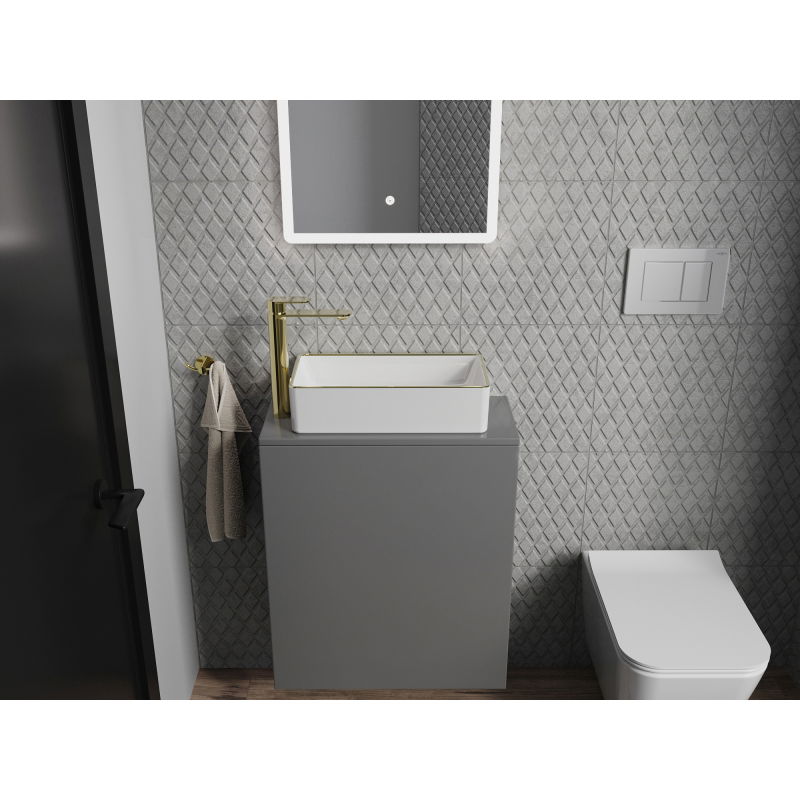 Mexen Nadia Countertop Spullsteen 46 x 23 cm, wäiss/goldene Kant - 21614605