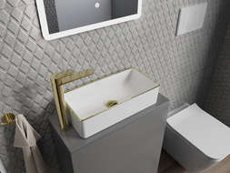 Mexen Nadia Countertop Spullsteen 46 x 23 cm, wäiss/goldene Kant - 21614605