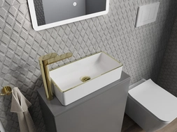 Mexen Nadia lavatório de apoio 46 x 23 cm, branco/borda dourada - 21614605