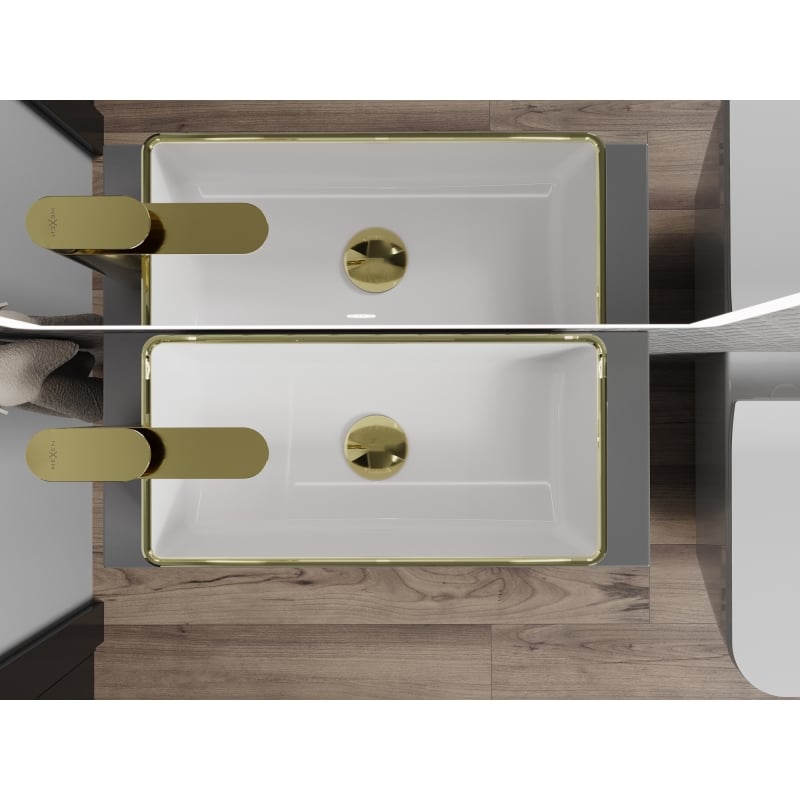 Mexen Nadia countertop washbasin 46 x 23 cm, white/gold rim - 21614605