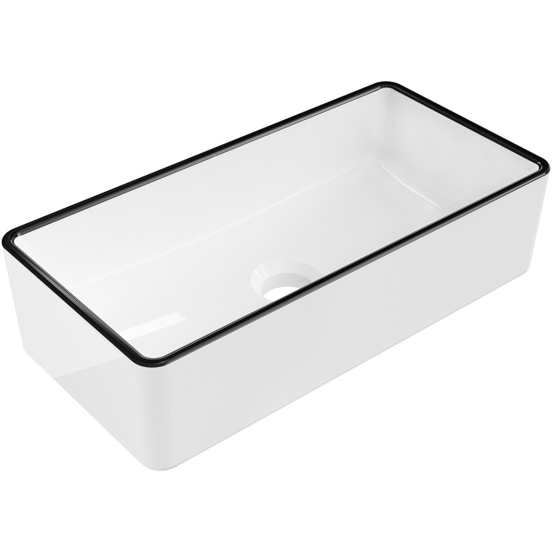 Mexen Nadia lavabo à poser 46 x 23 cm, bord blanc/noir - 21614607