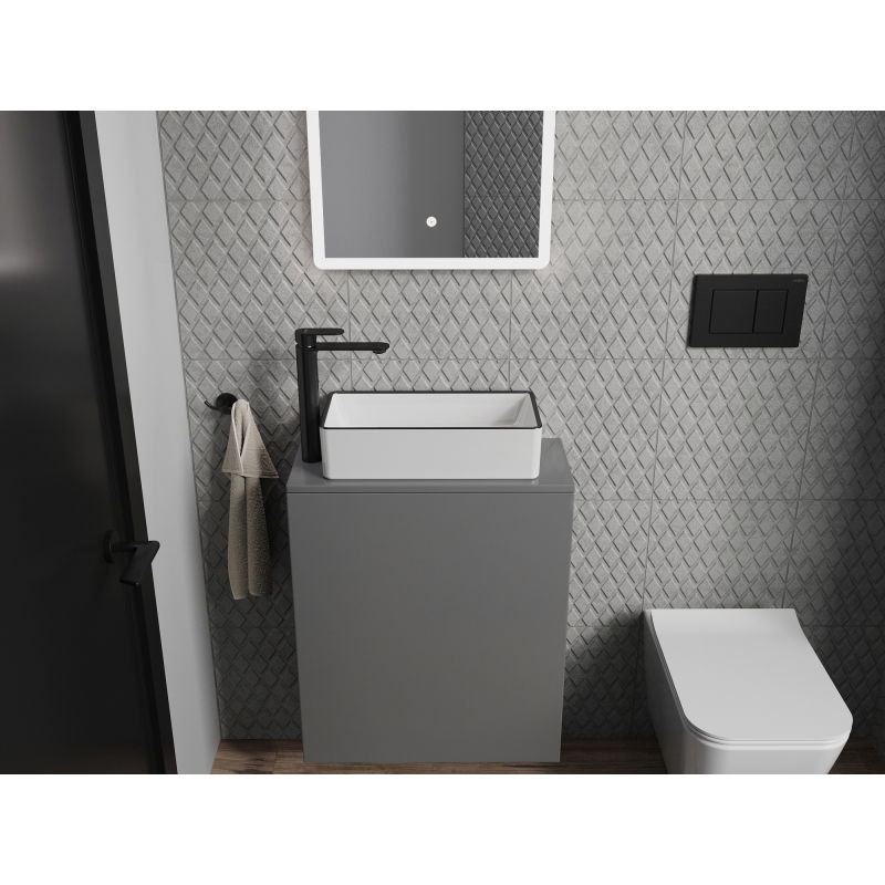 Mexen Nadia lavabo sobre encimera 46 x 23 cm, blanco/borde negro - 21614607