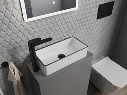 Mexen Nadia lavabo da appoggio 46 x 23 cm, bianco/nero bordo - 21614607