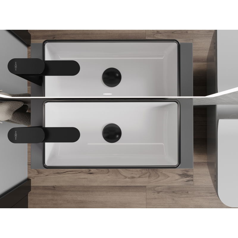 Mexen Nadia lavabo da appoggio 46 x 23 cm, bianco/nero bordo - 21614607