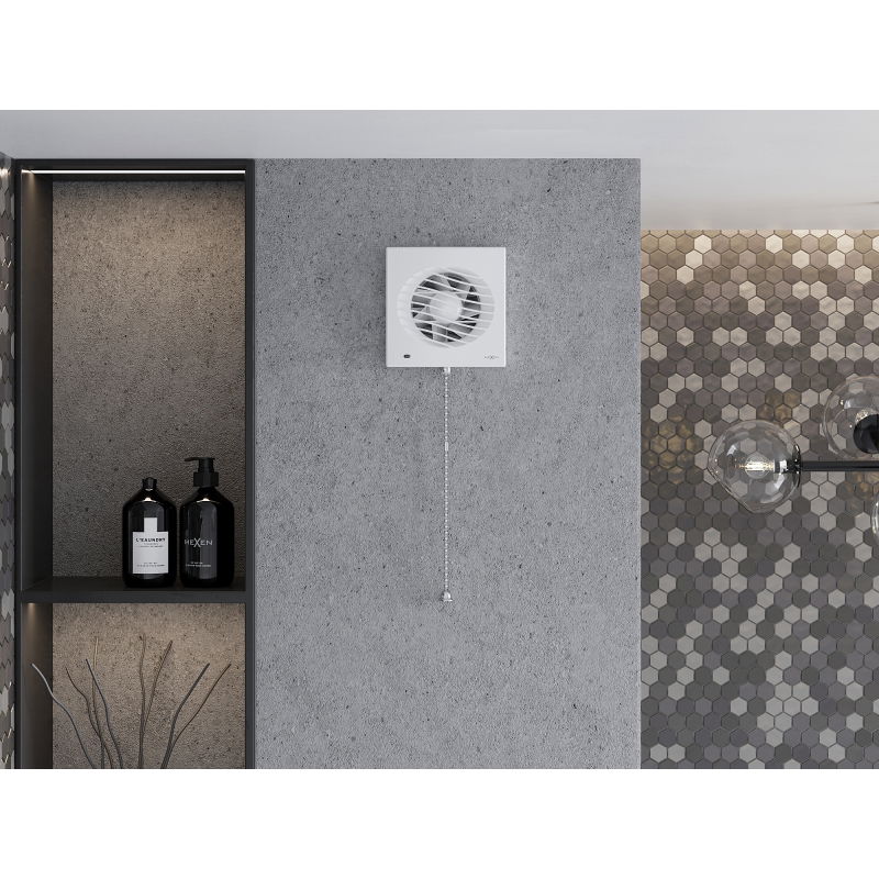 Mexen DXS 120 badkamer ventilator, trekkoord schakelaar, wit - W9603-125K-00