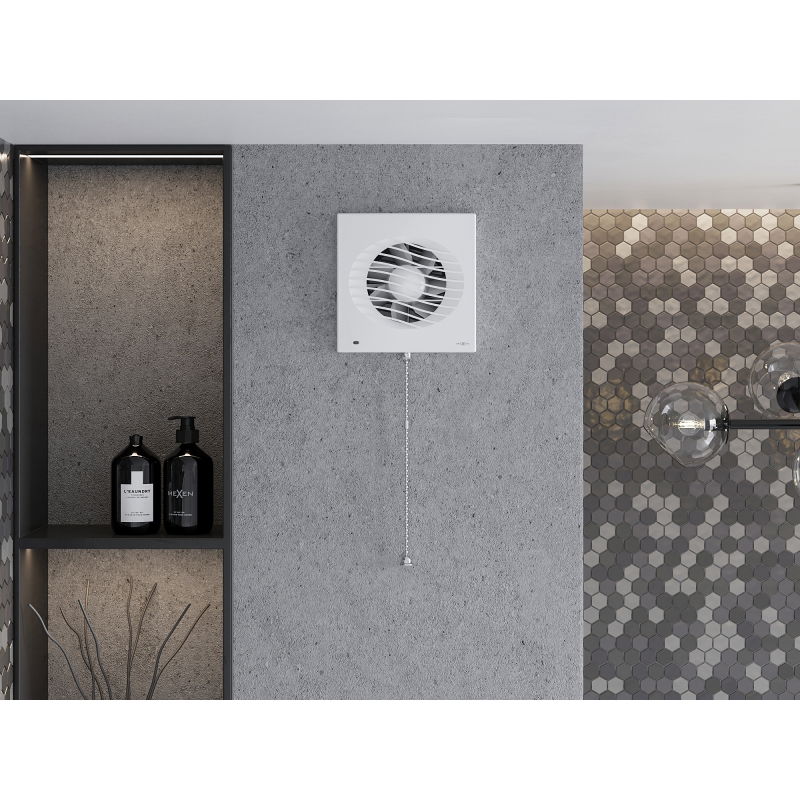 Mexen DXS 150 badkamerventilator, trekschakelaar, wit - W9603-150K-00