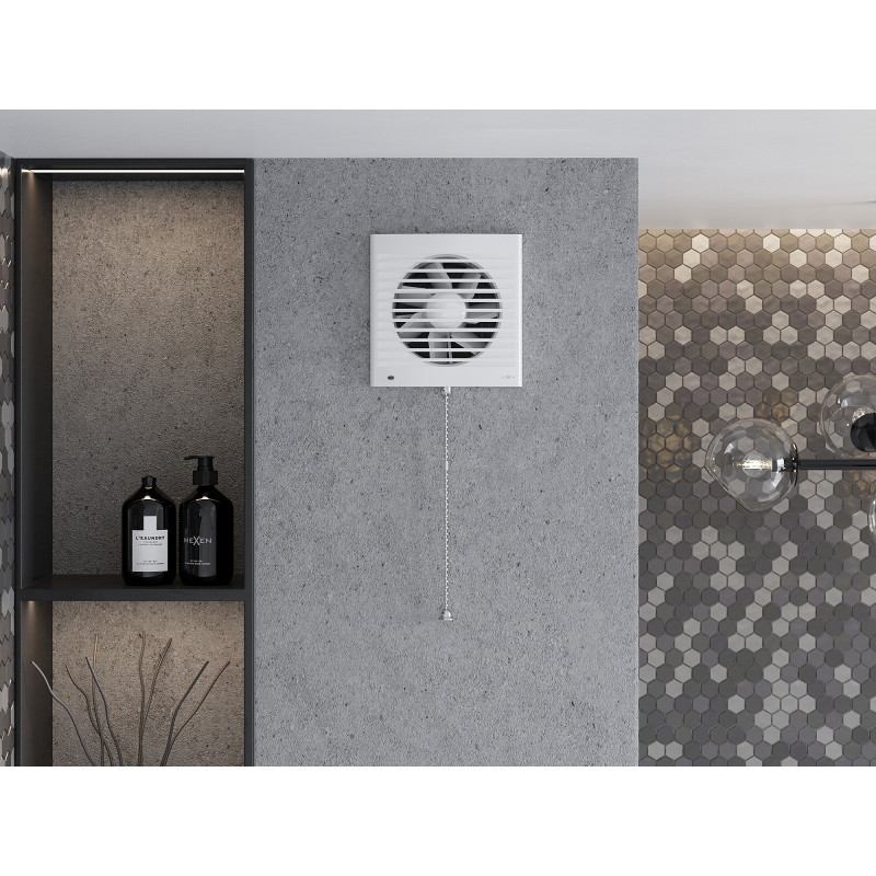 Mexen EXS 150 ventilador de baño, interruptor de cuerda, blanco - W9604-150K-00