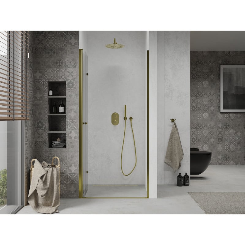Mexen Lima drzwi prysznicowe składane 70 cm, transparent, złote - 856-070-000-50-00