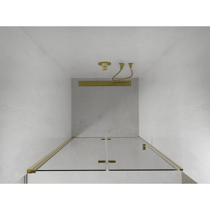 Mexen Lima folding shower door 70 cm, transparent, gold - 856-070-000-50-00