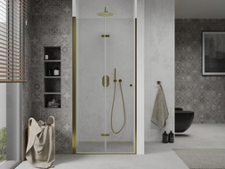 Mexen Lima opklapbare douchedeur 80 cm, transparant, goud - 856-080-000-50-00