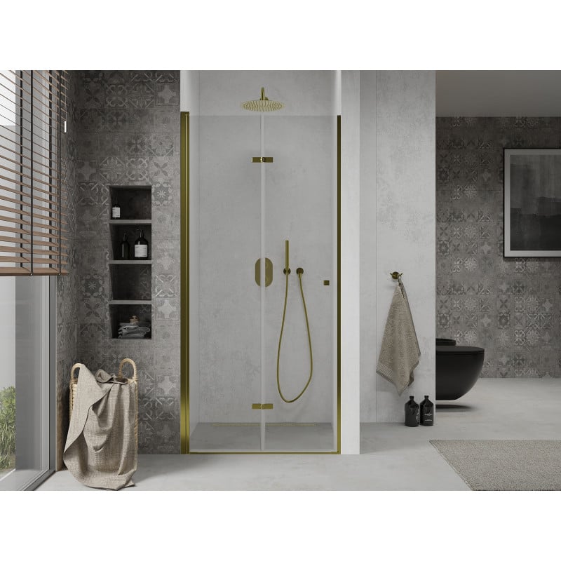 Mexen Lima folding shower door 90 cm, transparent, gold - 856-090-000-50-00