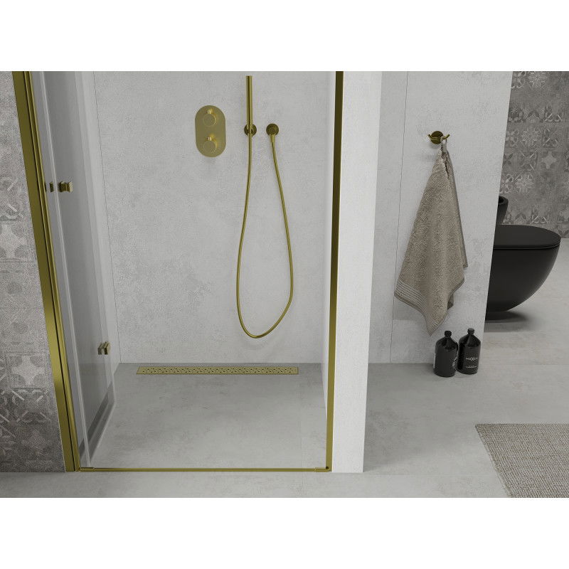 Mexen Lima opvouwbare douchedeur 90 cm, transparant, goud - 856-090-000-50-00