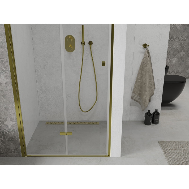 Mexen Lima folding shower door 100 cm, transparent, gold - 856-100-000-50-00