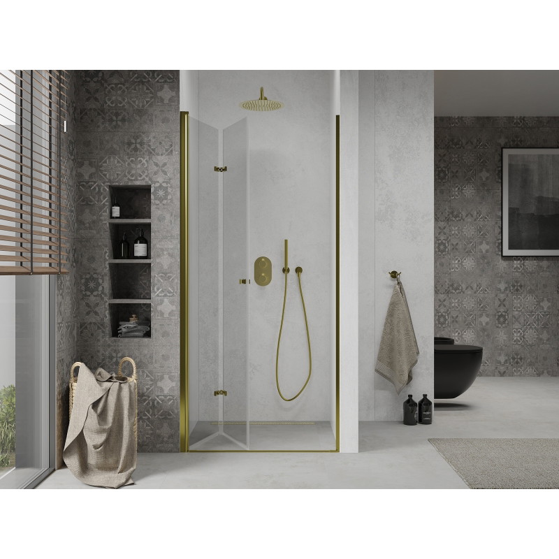 Mexen Lima folding shower door 100 cm, transparent, gold - 856-100-000-50-00