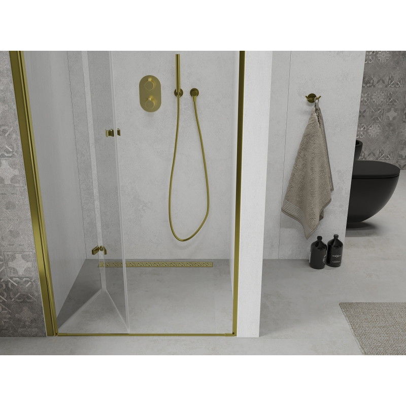 Mexen Lima folding shower door 100 cm, transparent, gold - 856-100-000-50-00