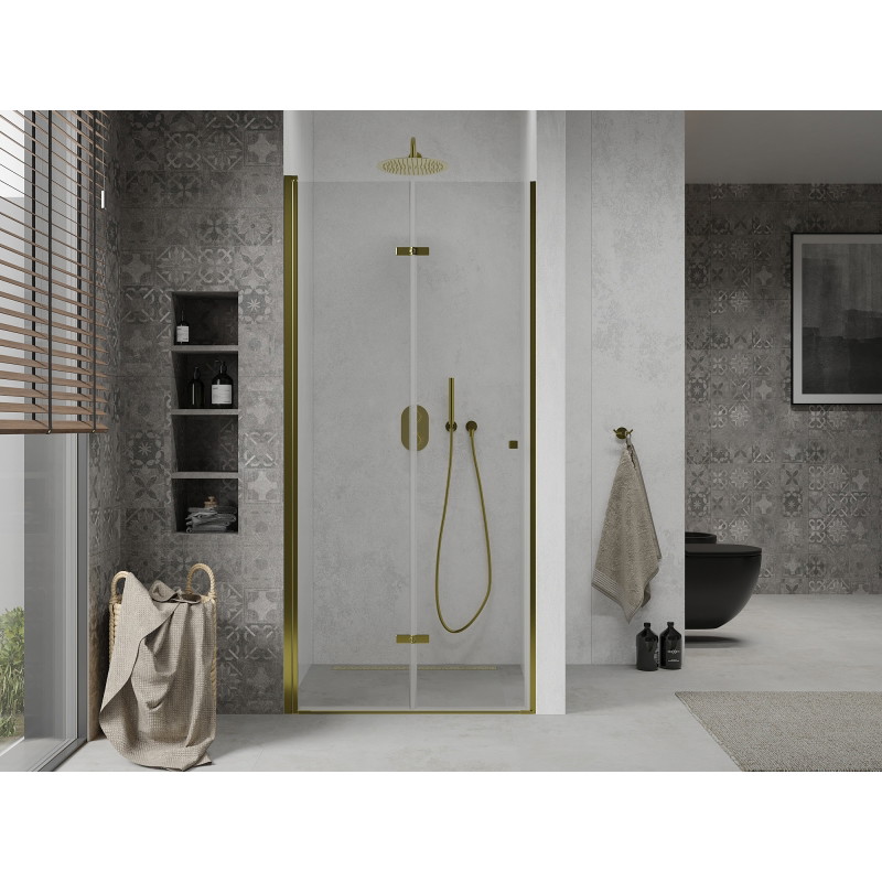Mexen Lima folding shower door 100 cm, transparent, gold - 856-100-000-50-00