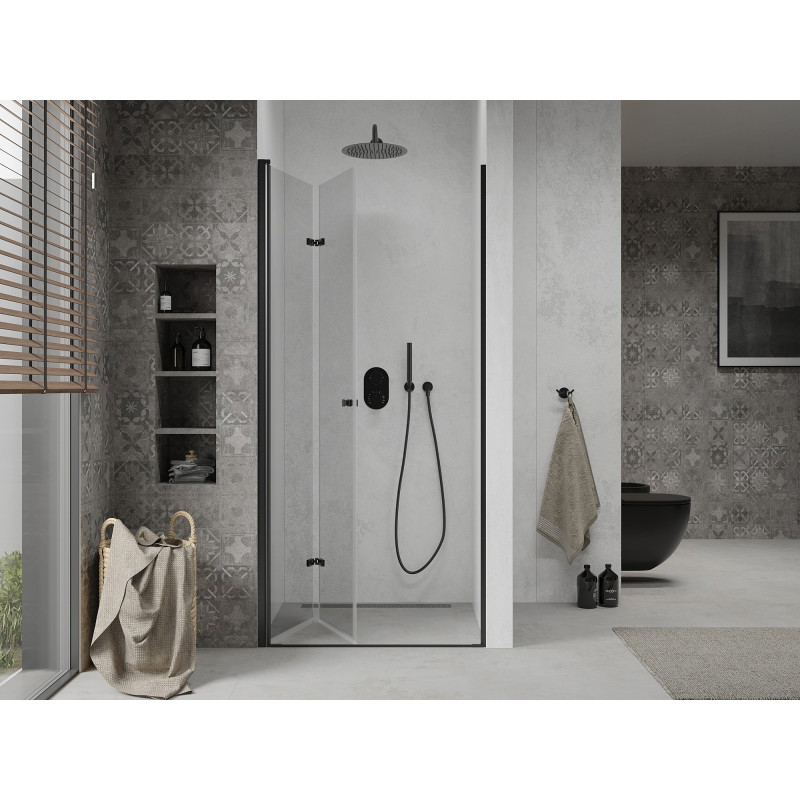 Mexen Lima sklopiva tuš vrata 70 cm, prozirna, crna - 856-070-000-70-00
