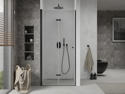 Mexen Lima kokkupandavad dušiuksed 70 cm, läbipaistev, mustad - 856-070-000-70-00