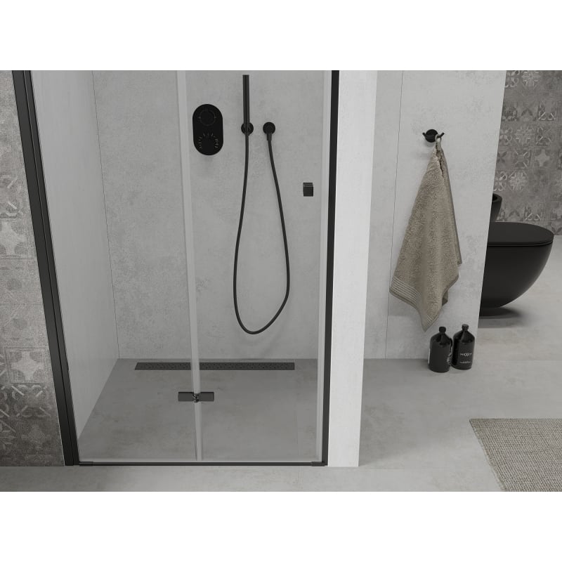 Mexen Lima preklopna tuš vrata 80 cm, prozirna, crna - 856-080-000-70-00