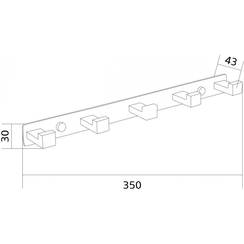 Mexen handdoekhaak met vijf houders, chroom - 709265-00