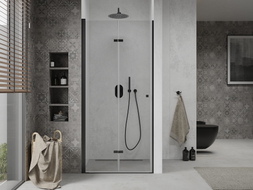 Mexen Lima kokkupandavad dušiuksed 100 cm, läbipaistev, mustad - 856-100-000-70-00