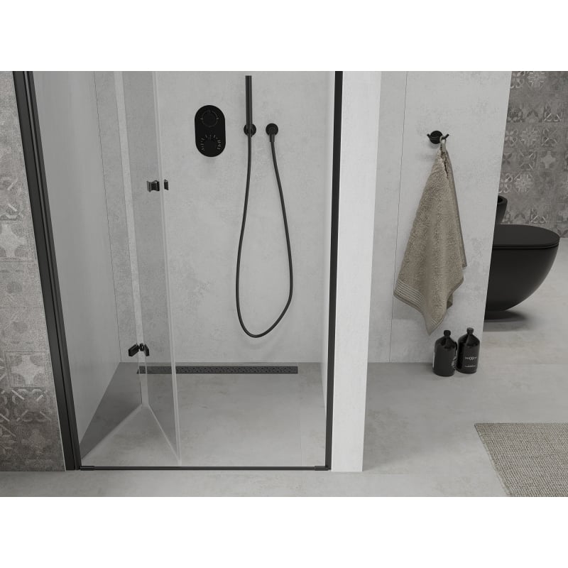 Mexen Lima folding shower door 110 cm, transparent, black - 856-110-000-70-00