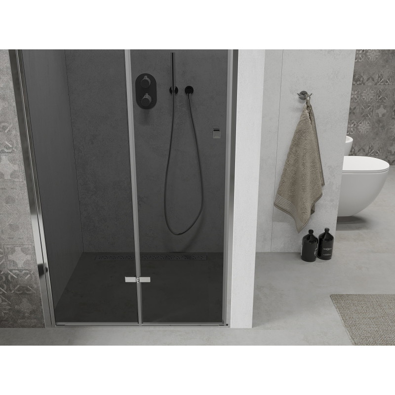 Mexen Lima folding shower doors 120 cm, graphite, chrome - 856-120-000-01-40