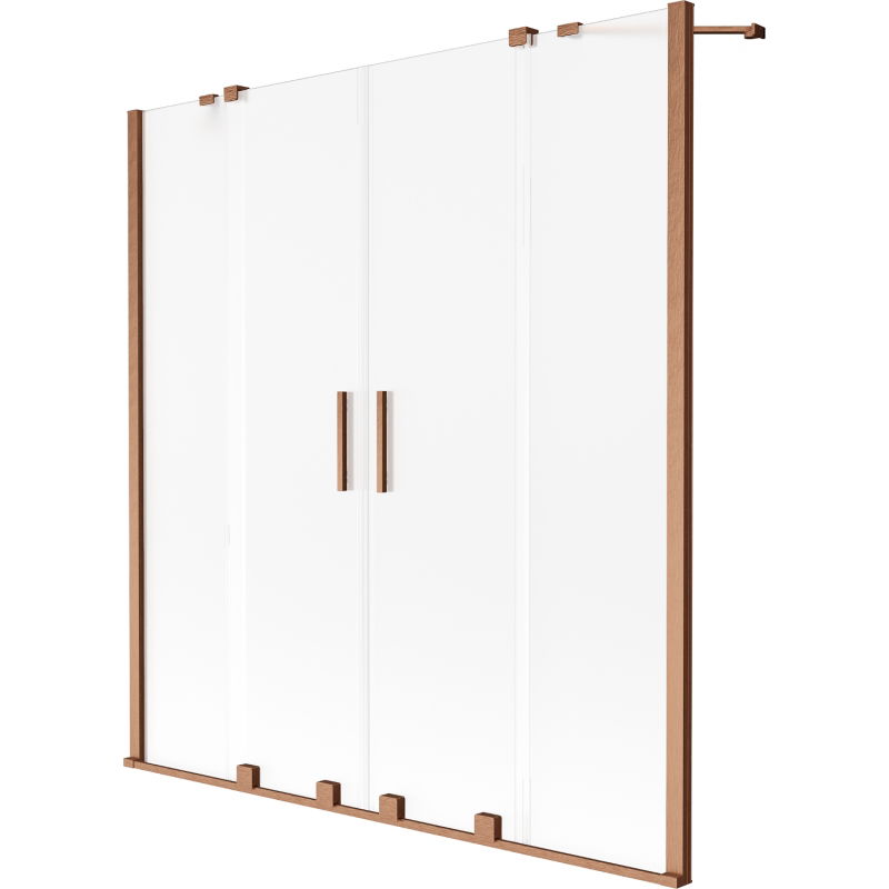 Mexen Velar Duo Badewannenfaltwand 2-teilig verschiebbar 140 x 150 cm, matt, gebürstetes Kupfer - 896-140-000-32-65