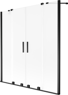 Mexen Velar Duo badkarsvägg 2-delad skjutbar 140 x 150 cm, frostad, svart - 896-140-000-32-70