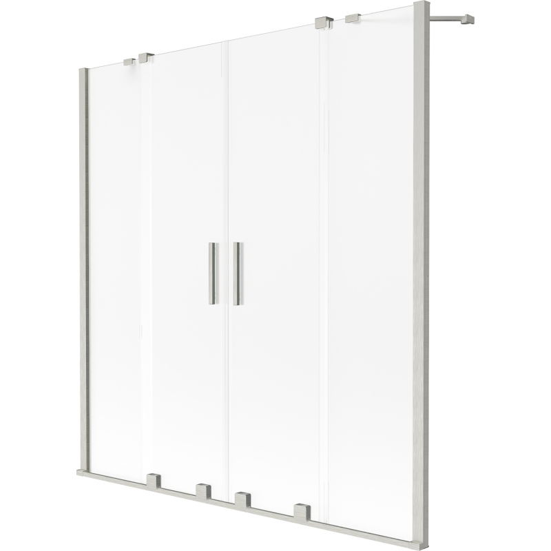 Mexen Velar Duo Badewannenfaltwand 2-flügelig, 140 x 150 cm, matt, gebürstetes Nickel - 896-140-000-32-97