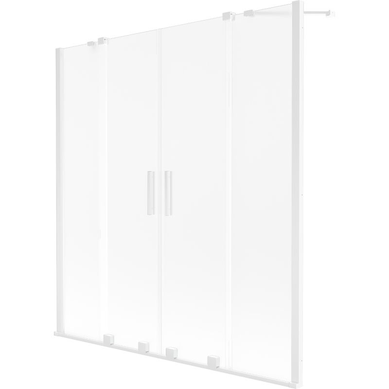 Mexen Velar Duo Badewannenabtrennung, 2-teilig verschiebbar, 160 x 150 cm, matt, weiß - 896-160-000-32-20