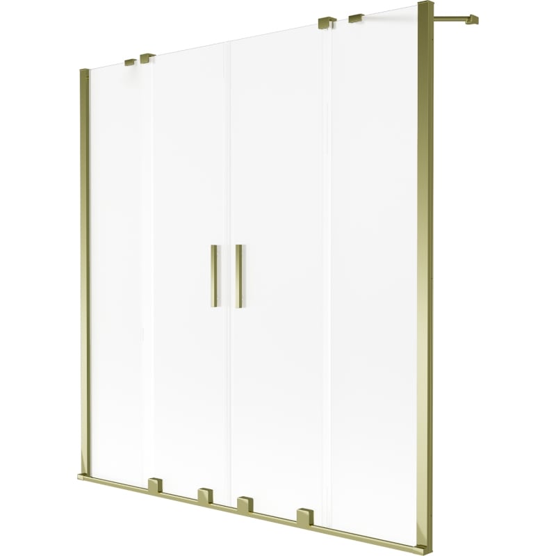 Mexen Velar Duo parawan nawannowy 2-skrzydłowy rozsuwany 160 x 150 cm, szron, złoty - 896-160-000-32-50
