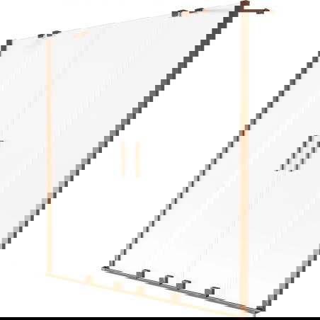 Mexen Velar Δίφυλλη συρόμενη ντουζιέρα 160 x 150 cm, παγωμένο, ροζ χρυσό