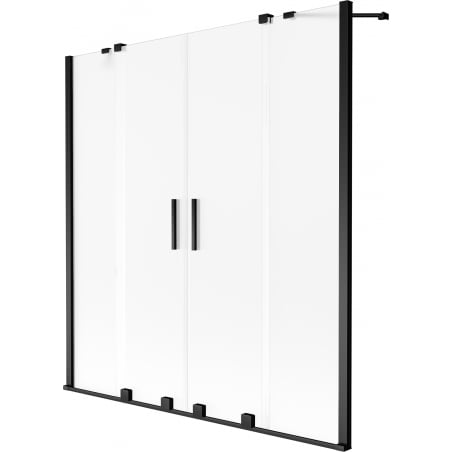 Mexen Velar Duo Badewannenfaltwand, 2-flügelig verschiebbar, 160 x 150 cm, Frost, Schwarz - 896-160-000-32-70