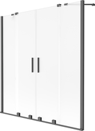 Mexen Velar Duo kylpyammeen suojaseinä, kaksiosainen liukuva 160 x 150 cm, huurrettu, gun metal - 896-160-000-32-95