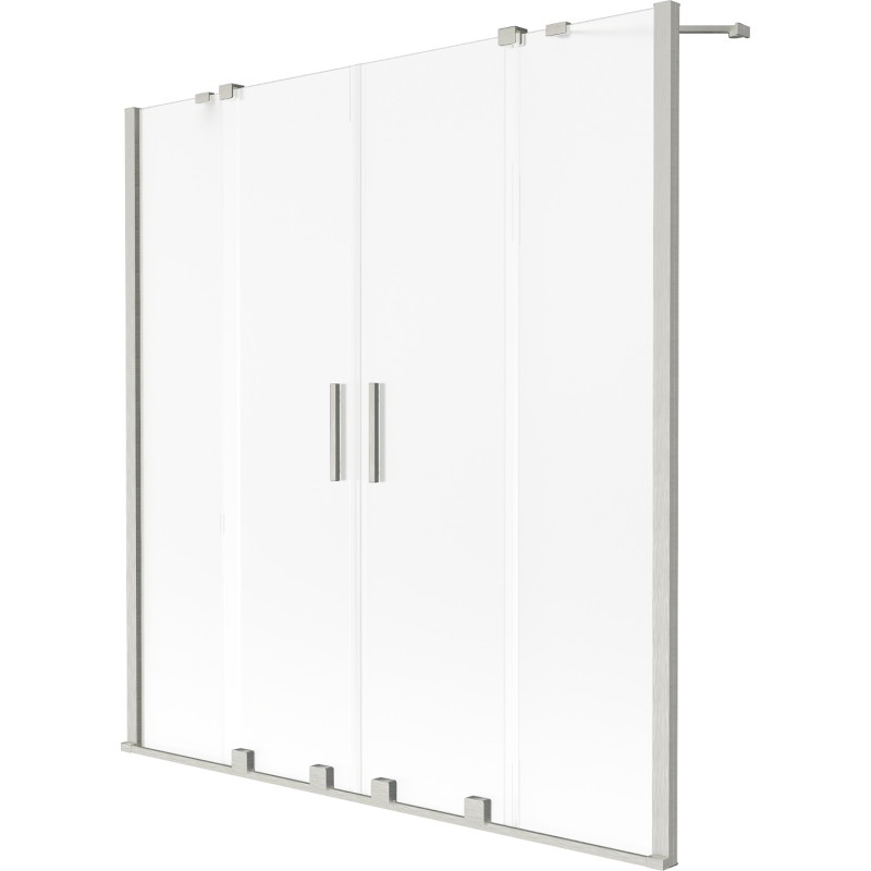 Mexen Velar Duo vannitoakapid 2 tiivaga, lükatav 160 x 150 cm, härmatatud, harjatud nikkel - 896-160-000-32-97