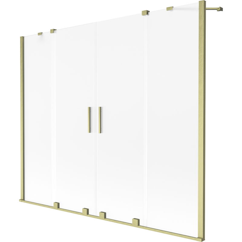Mexen Velar Duo Badewannen-Abtrennung 2-flügelig, schiebbar 170 x 150 cm, matt, gold gebürstet - 896-170-000-32-55