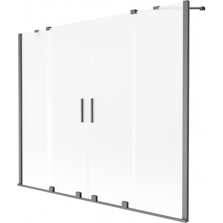 Mexen Velar Duo badwandpaneel 2-delige schuifbare 190 x 150 cm, matglas, geborsteld gun grijs - 896-190-000-32-66