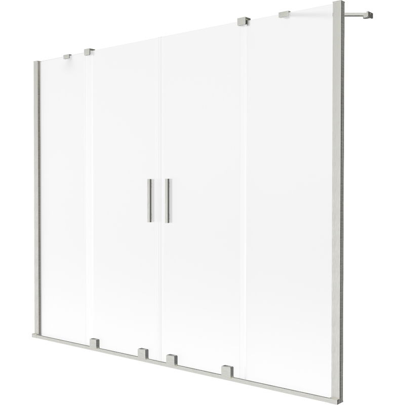Mexen Velar Duo badwand scherm 2-delig schuifbaar 190 x 150 cm, ijsbloem, geborsteld nikkel - 896-190-000-32-97