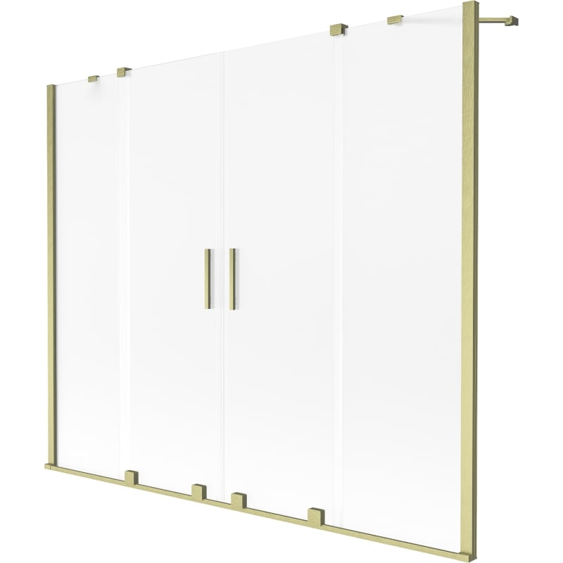 Mexen Velar Duo Duschabtrennung, 2-flügelig, verschiebbar, 200 x 150 cm, satiniert, gebürstet gold - 896-200-000-32-55