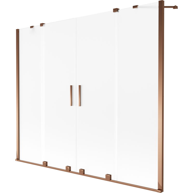 Mexen Velar Duo Badewannenabtrennung 2-flügelig verschiebbar 200 x 150 cm, satiniert, Roségold - 896-200-000-32-60
