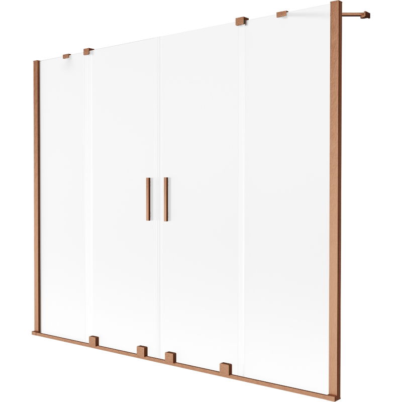 Mexen Velar Duo Badewannenfaltwand 2-flügelig, verschiebbar 200 x 150 cm, matt, gebürstetes Kupfer - 896-200-000-32-65